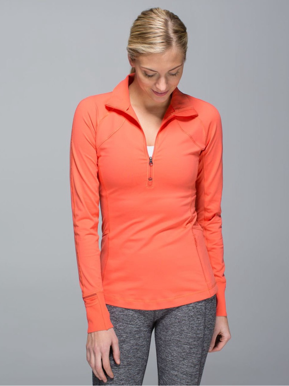 267. Lululemon Race With Grace 1/2 Zip II long sleeve Atomic Red size 8